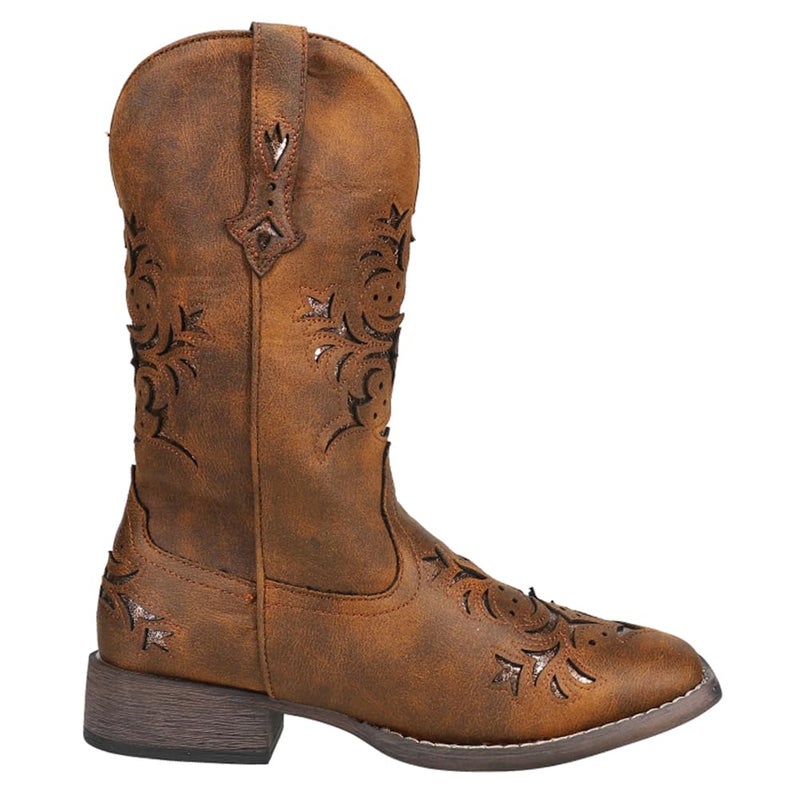 ROPER Womens Kennedy Glitter Square Toe Casual Boots Mid Calf Low Heel 1-2" - Brown - Size 8 B - Image 1